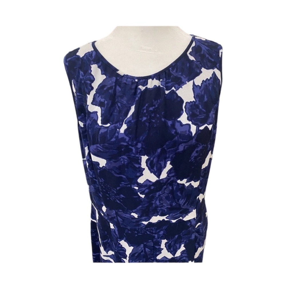 TALBOTS Fit & Flare Sleeveless Flounce Bottom Dress in Blue / White Print Size 2 - Picture 5 of 10